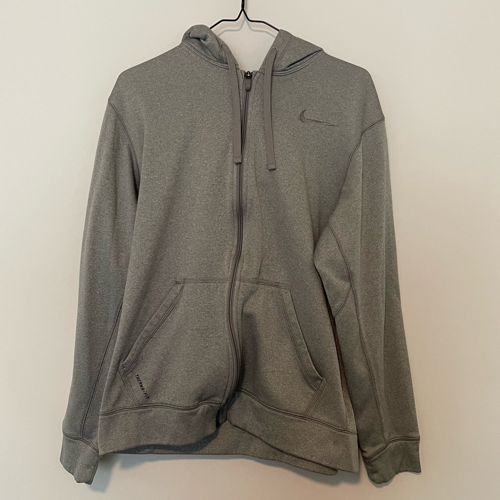 Nike Gray Therma-fit Full-Zip Hoodie, Large